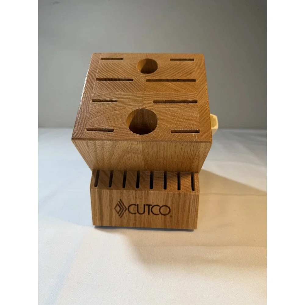 CUTCO Homemaker 18 Slot Gourmet Knife Block Solid Oak Wood Made USA Scissor Slot